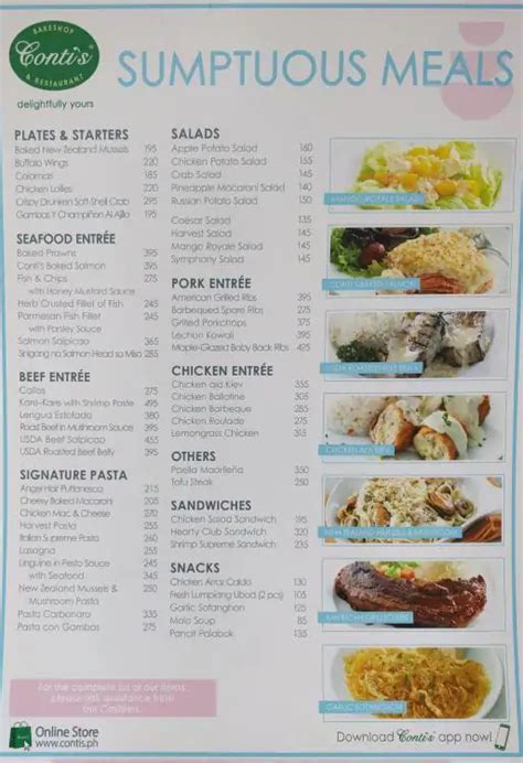 *Conti's Bakeshop Delivery Menu .
